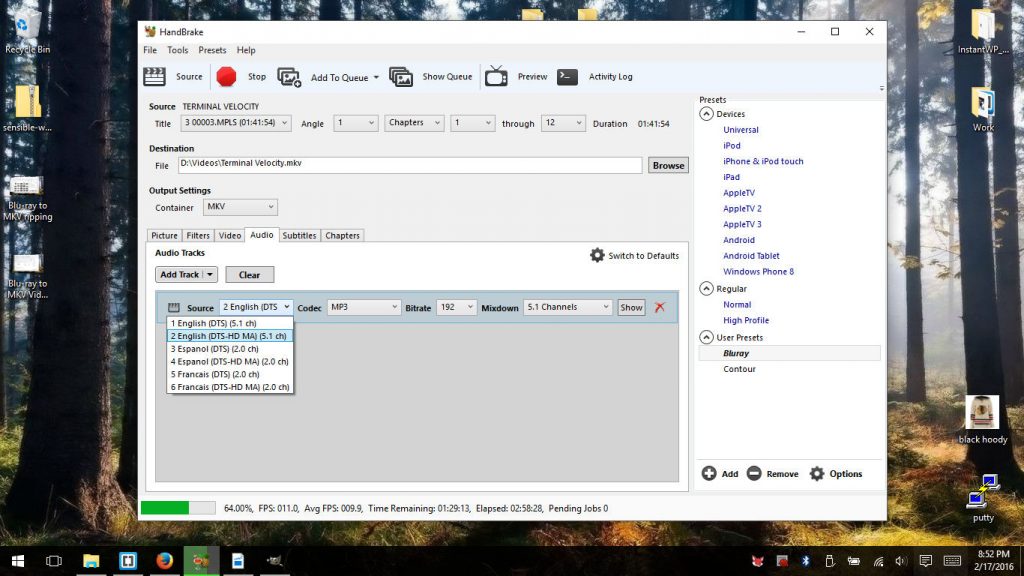 Blu-ray to MKV Audio Handbrake Settings